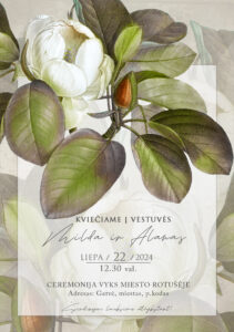 Kvietimas dviejų dalių su magnolijomis